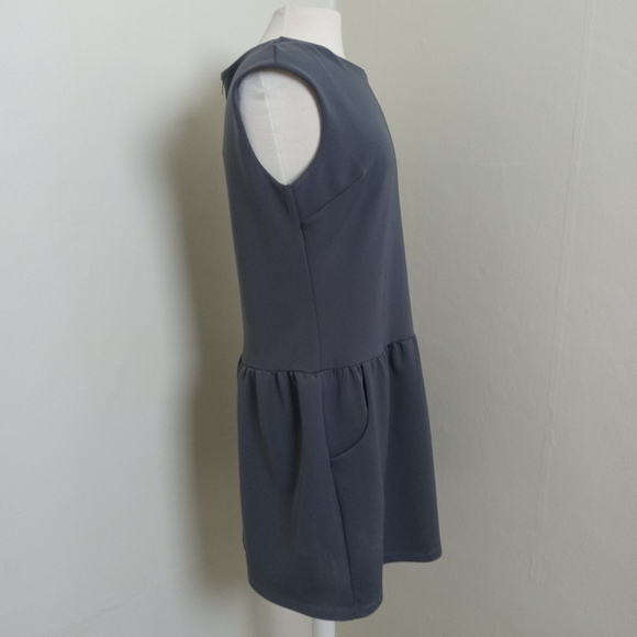 Cynthia Rowley Size 14 Sleeveless Back Zip Pop Over Drop Waist Gray Dress - Picture 2 of 11